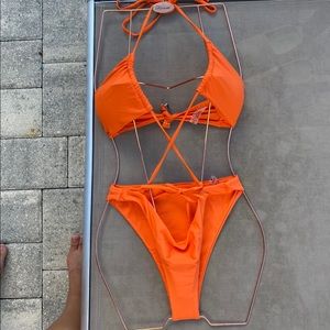 One piece strappy swimsuit